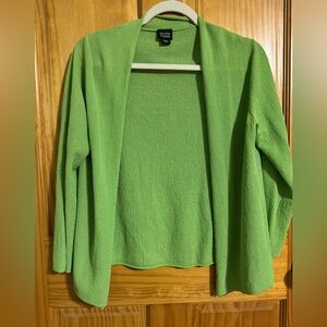 Eileen Fisher Green Open Front Cardigan — Size M — Flawed - see photos